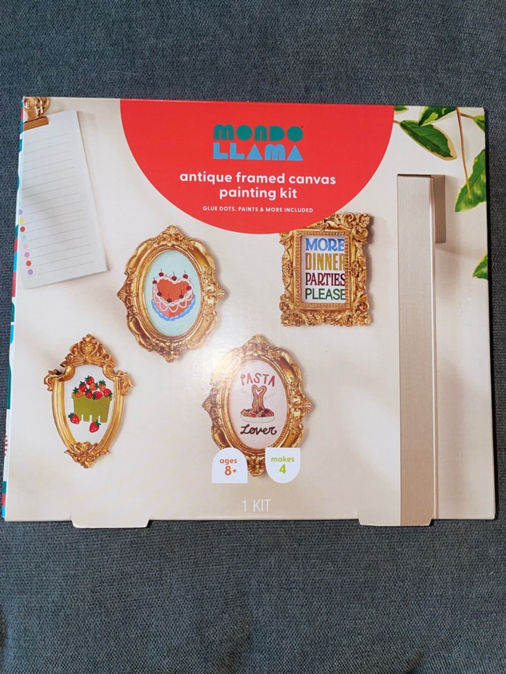 Mondo Llama Antique Framed Canvas Painting Kit - Red Accent